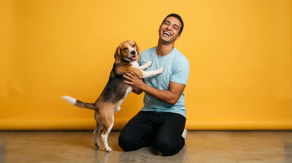 Happy man with his dog